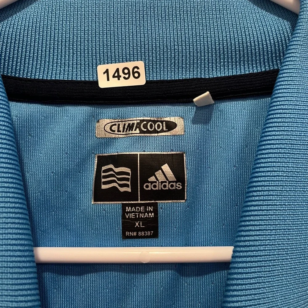Adidas ClimaCool Mens XL Blue Striped Golf Polo Shirt Short Sleeve RN 88387